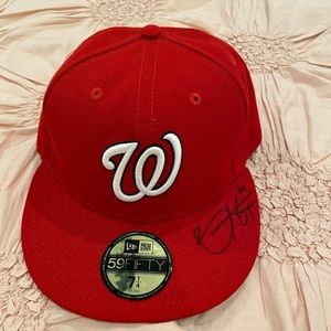 Washington Nationals hat signed by Bryce Harper
